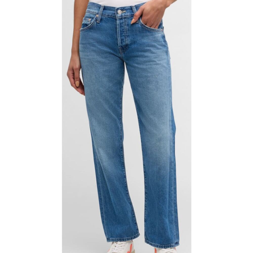 Mother Jeans The Slider Hover Mid Rise Straight Denim Heartthrob Wash 26